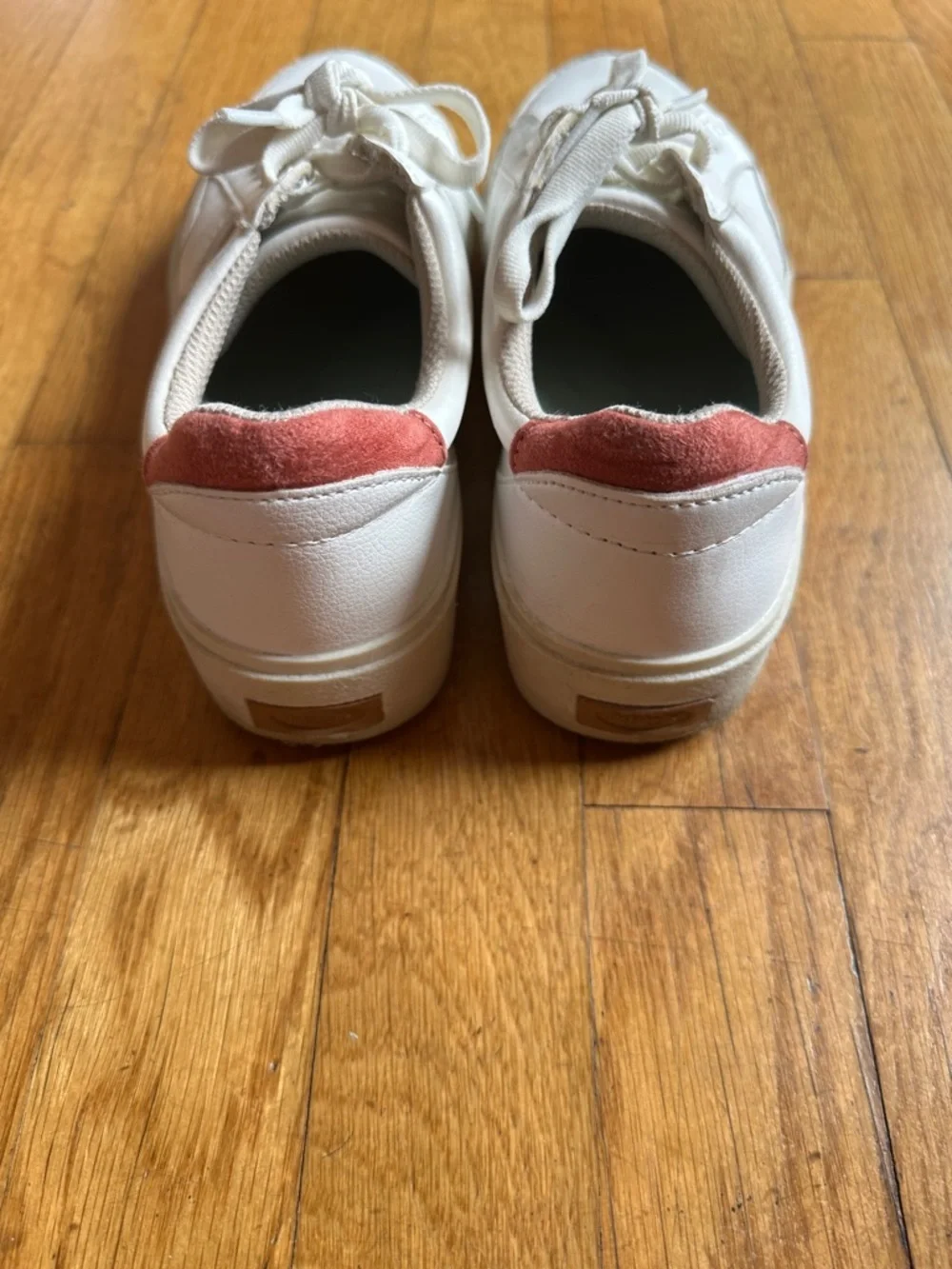 Dr. Scholl's White Sneakers with Pink Heel Accent